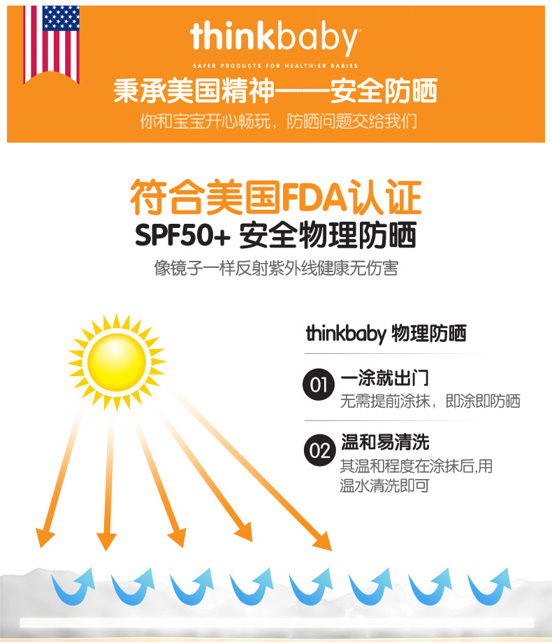 美亚爆款 多项国际大奖 SPF50+：thinkbaby 儿童防晒霜 89ml 券后59元包邮 买手党-买手聚集的地方