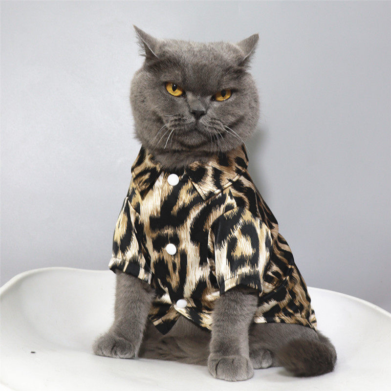 Trendy! Pet Cat and Small Dog Clothes, Cat Clothes for Summer, Thin and Anti-Shedding, Leopard Print Shirt