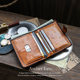 AtelierLeo ຜັກ tanned ຫນັງສັ້ນ wallet ຜູ້ຊາຍທີ່ແທ້ຈິງຫນັງ cowhide ຫນັງ vertical wallet handmade retro ຜູ້ຖືບັດໃບຂັບຂີ່