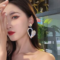 This years new earrings 927 Silver pin 925 silver pin luxury diamond hollow hollow love earrings female temperament exaggerated