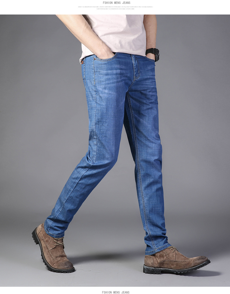 Jeans nam căng mùa hè phần mỏng mỏng thẳng thanh niên nam siêu mỏng lỏng mùa hè thường quần dài người đàn ông đồ nam đẹp