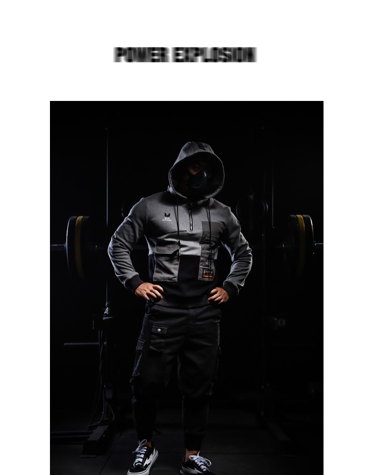 MAXATTACK dụng cụ đa năng thương hiệu áo len trùm đầu phản quang áo len nam châu Âu và Hoa Kỳ phiên bản thể dục cộng với áo khoác nhung - Thể thao lông cừu / jumper áo sweater form rộng