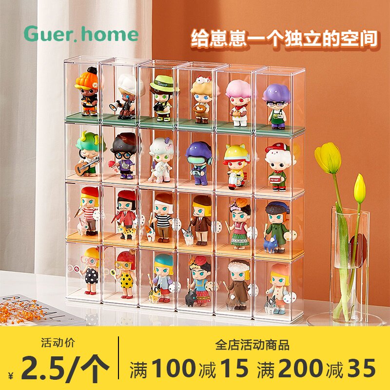 Bubble Mater blind box containing show stand Single transparent dust-proof acrylic model Show cabinet paparazzi containing box
