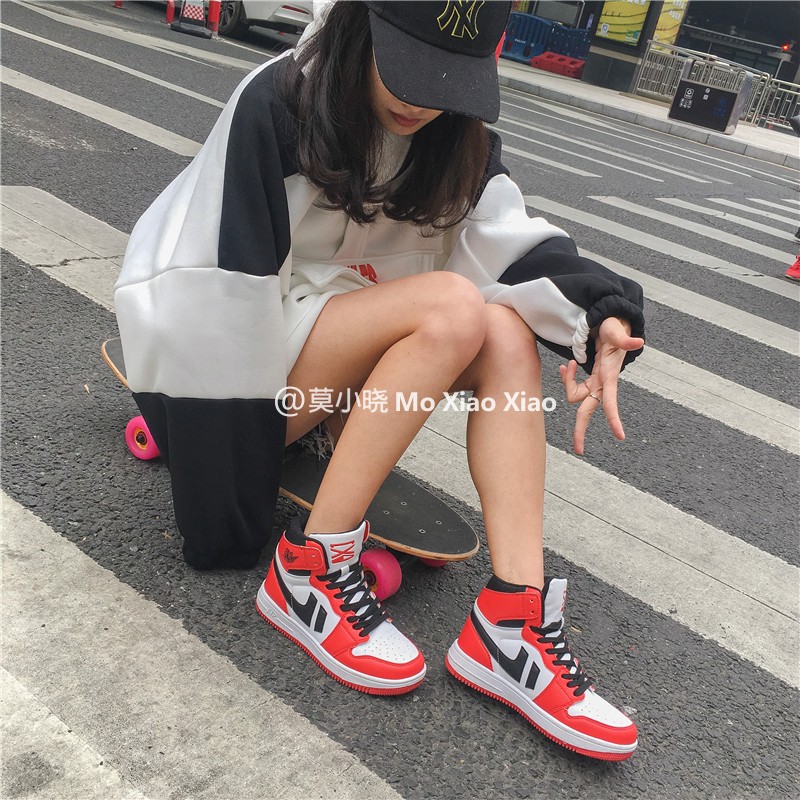New ins siêu giày lửa Hàn Quốc ulzzang giày thể thao nữ Harajuku hoang dã đường phố bắn cao để giúp giày thường giày boot cổ thấp