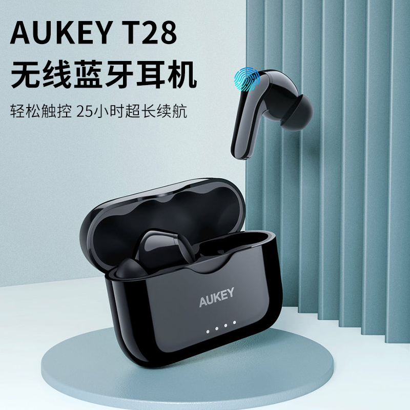Aukeyt28 T31 True Wireless Bluetooth Earphones for Sports and Fitness, Noise-Cancelling, In-Ear, Ultra-Long Battery Life