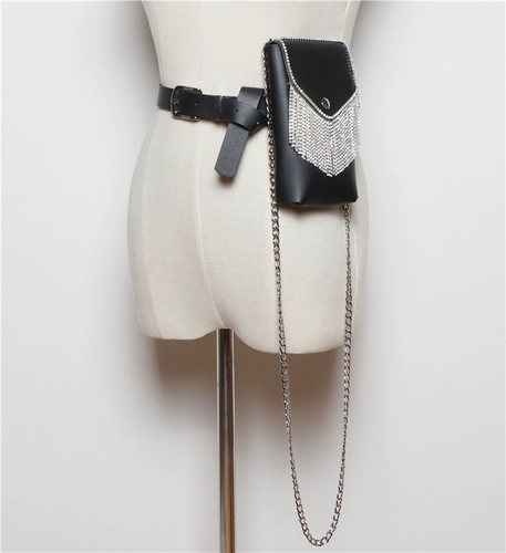 Полиуретановая съемная поясная сумка, ремень, сумка на одно плечо, европейский стиль, инкрустировано бриллиантами