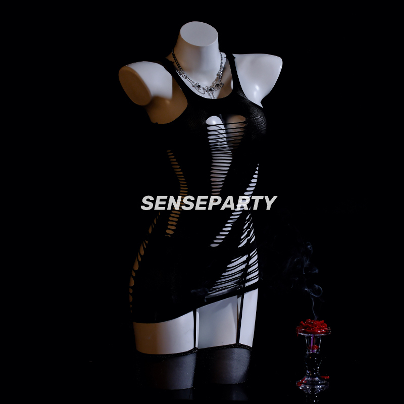 Sensory Party'Passion Tear' Lace Hot Girl Hollow Out Sexy Mesh Bodysuit Women's Hip-Hugging One-Piece Lingerie Nightwear