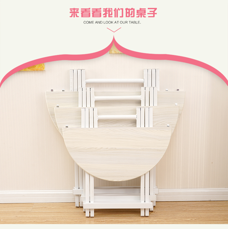 Bàn ăn gấp đơn giản gia đình nhỏ Bàn ăn gia đình cầm tay di động đa năng Bàn ăn tròn vuông - Bàn mẫu bàn học bằng sắt