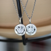 NORTH WORKS Japanese limited craftsman handmade retro coin love smiley face five star couple necklace