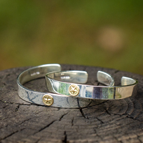 Blossom Japanese Craftsman hand 18k points five-pointed star flat silver bracelet