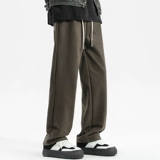 Nuthink Японские черные штаны для отдыха, свободный прямой крой, на шнурках, осенние