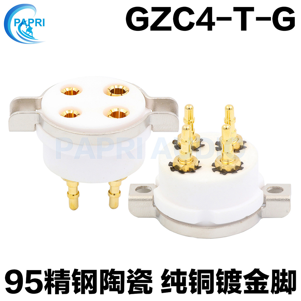 4-pin vacuum tube holder 95 stainless steel ceramic beryllium copper gold plated four-pin socket for 274B 5U4G 2A3 300B