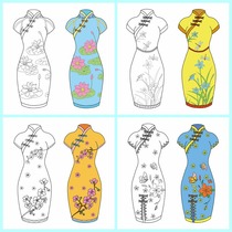 Kindergarten painted toys childrens handmade DIY material package white cardboard Hanfu cheongsam