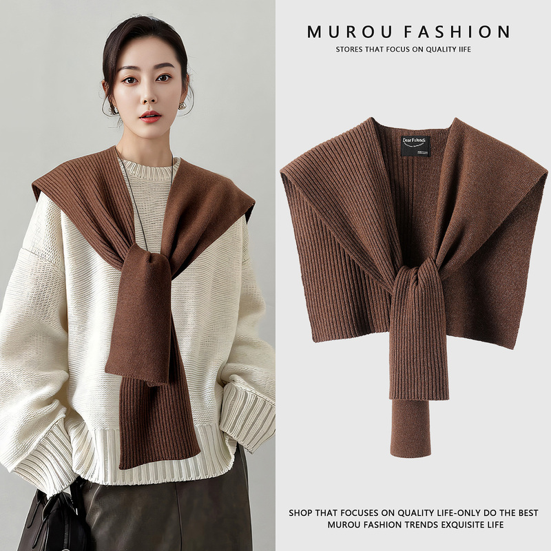 Spring, Autumn and Winter Thickened Shawl for Air-Conditioned Rooms, Women's 2026 New Knitted Wool Cape, Versatile Neck and Shoulder Protection