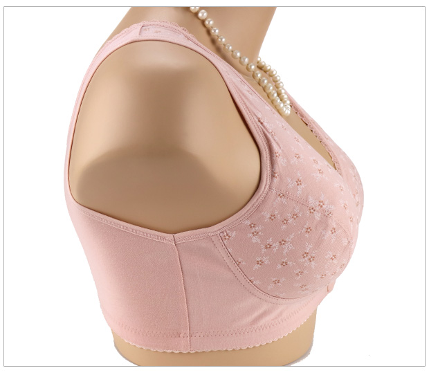 Đồ lót người cao tuổi kiểu vest mỏng mùa hè khóa vải cotton XL bà ngoại không có vòng thép áo ngực nữ áo ngực rút dây