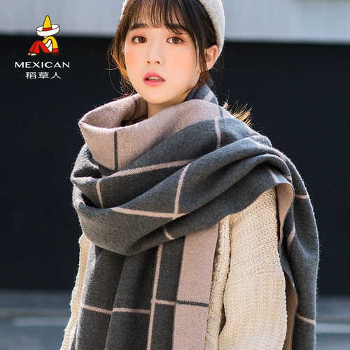 Демисезонный универсальный шарф, модная милая утепленная накидка, в корейском стиле