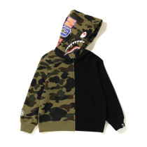 Tide brand bape children shark zipper cardigan jacket autumn and winter boys and girls camouflage print hooded sweaters parent-child