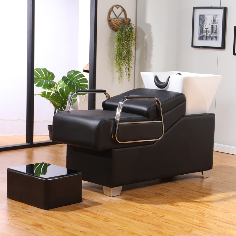 New Thai-style shampoic bed hair salon hairdresseshop special glass fiber flush bed ceramic basin Beauty hair bed semi-reclining type