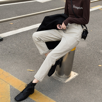 High Waisted Jeans women loose 2021 Autumn New elastic thin apricot color autumn winter plus velvet pipe straight tube pants