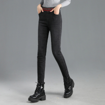 Elastic waist down down pants women wear white duck down thin thick bottoming toppings plus velvet pants fashion slim autumn and winter cotton pants