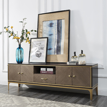 TV Cabinet Tea Table Combination Light Extravagant small family style home suit American solid wood one-piece living room modern minima
