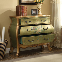 American retro fighting cabinet bedroom containing cabinet solid wood small family type drawer type short floor storage color drawing cabinet