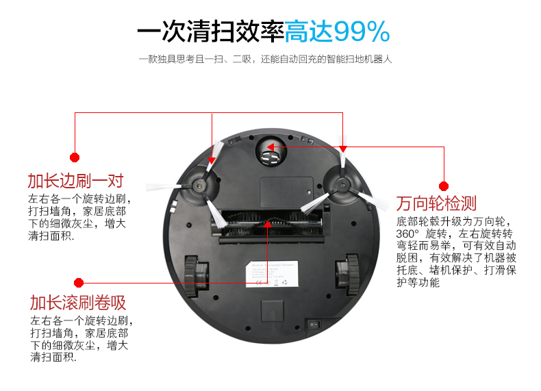 Polaroid Sweeping robot home máy hút bụi tự động siêu mỏng thông minh hút bụi quét một FD-3RSW (1B) - Robot hút bụi nên mua robot hút bụi nào