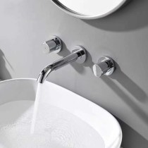 Concealed tap head full copper embedded in wall hot and cold style water out bath cabinet Terra basin washout face basin black tap bathroom