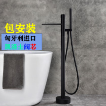 Bathtub floor type tap hot and cold full copper wood barrel cylinder edge type independent floor bath shower head Ming dress