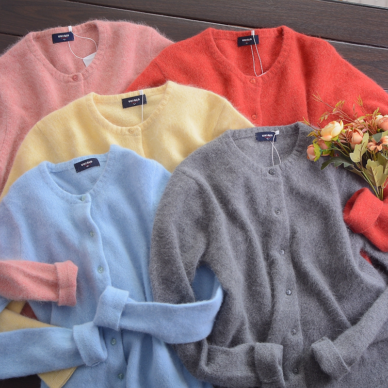Export Order Angora Elongated Rabbit Fur Rabbit Velvet Macaron Pure Color Simple Slim Cardigan Outwear Sweater for Women Export Order Angora Elongated Rabbit Fur Rabbit Velvet Macaron Pure Color Simple Slim Cardigan Outwear Sweater for Women