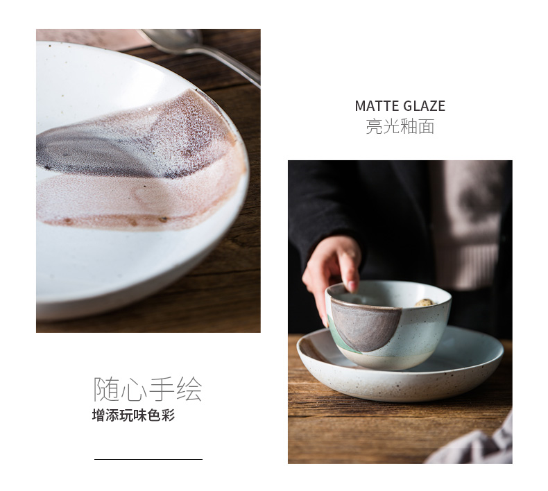 West fu Nordic retro ceramic tableware dishes dishes son bowl dish dish soup plate with a single rainbow such as bowl a salad bowl