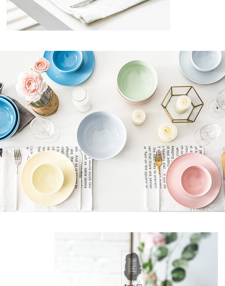 Nordic Japanese creative lovely household ceramics tableware color bowl of rice bowls rainbow such as bowl bowl dessert bowl of small bowl