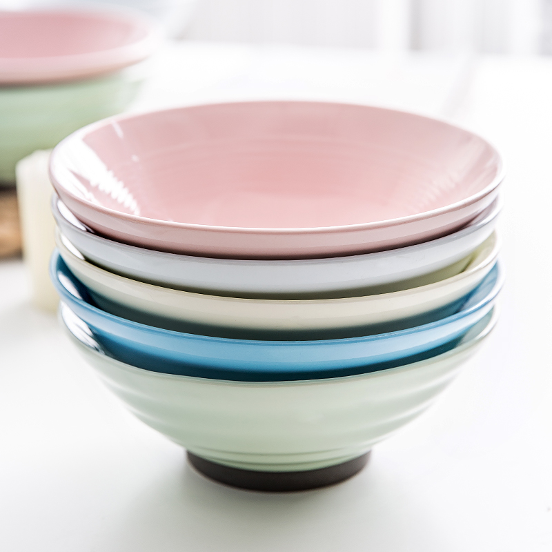 Color home lovely creative ceramic Japanese ramen rainbow such use large eat the bowl of soup bowl tableware hat to bowl dish bowl