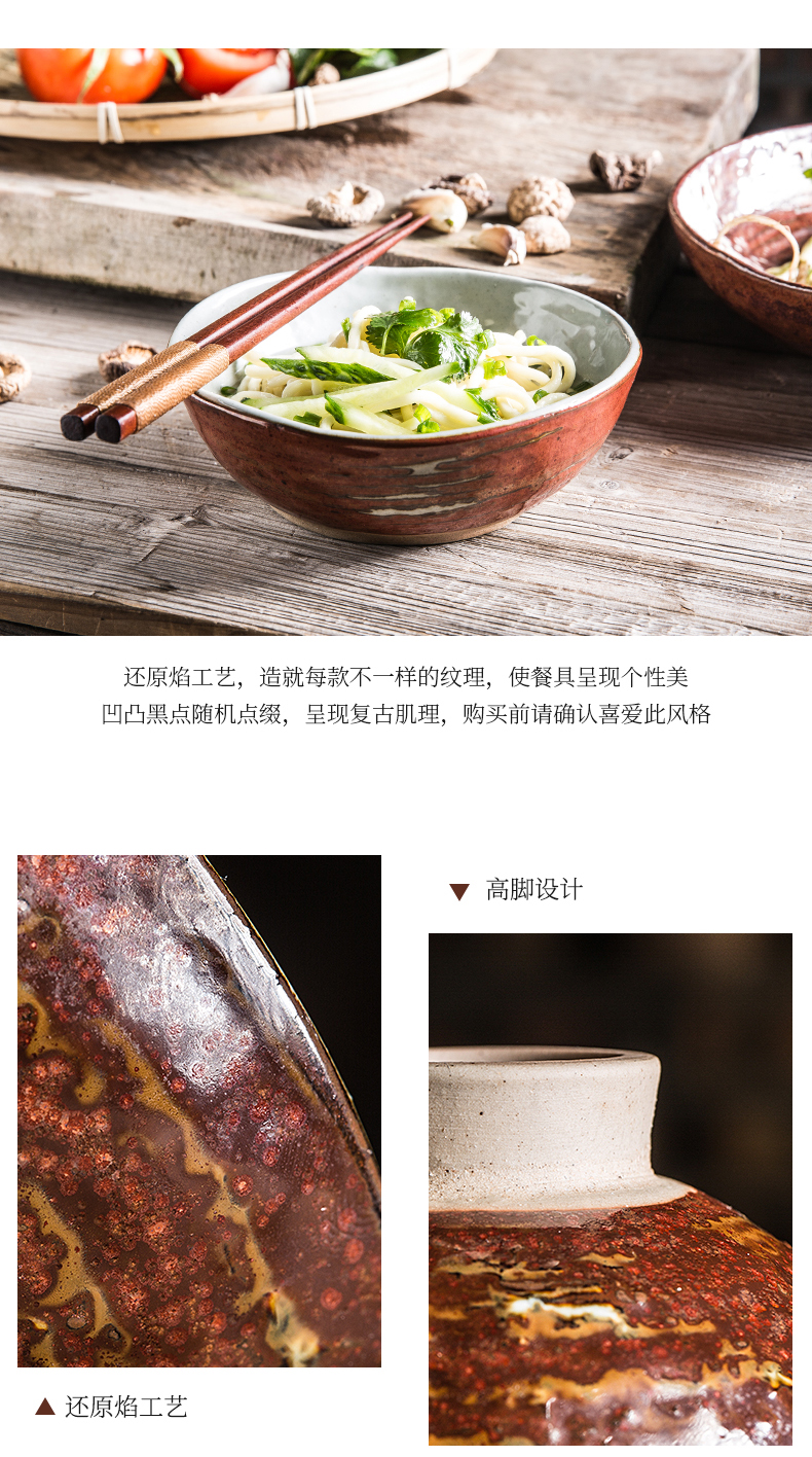 Japanese manual hand - made contracted household ceramic bowl bowl bowl restoring ancient ways rainbow such as bowl dish bowl dessert salad bowl dishes