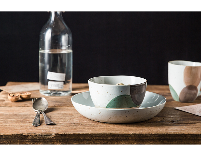 West fu Nordic retro ceramic tableware dishes dishes son bowl dish dish soup plate with a single rainbow such as bowl a salad bowl