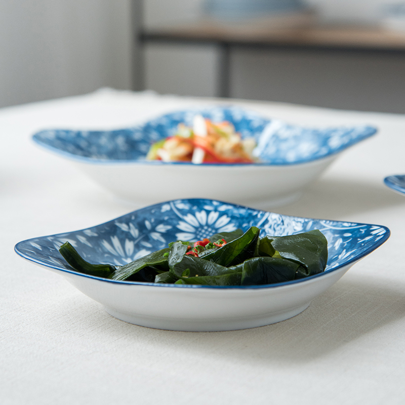 West fu Japanese and wind household large flat ceramic plate soup dish dish soup plate dumpling dish breakfast tray