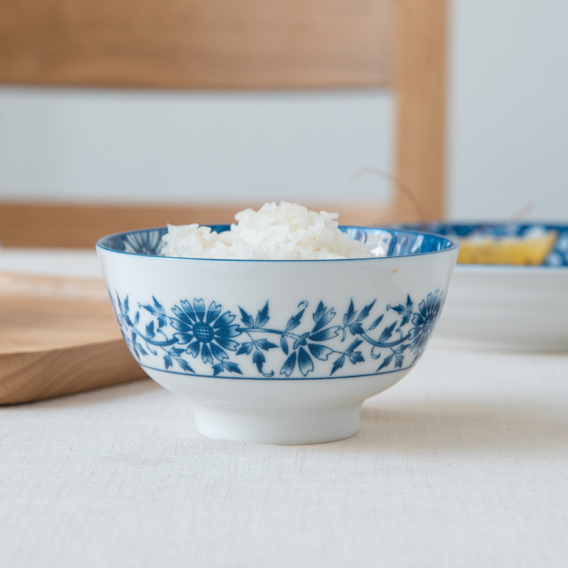 West fu Japanese blue and white ceramic tableware domestic large soup bowl to eat noodles bowl bowls salad bowl dessert bowls