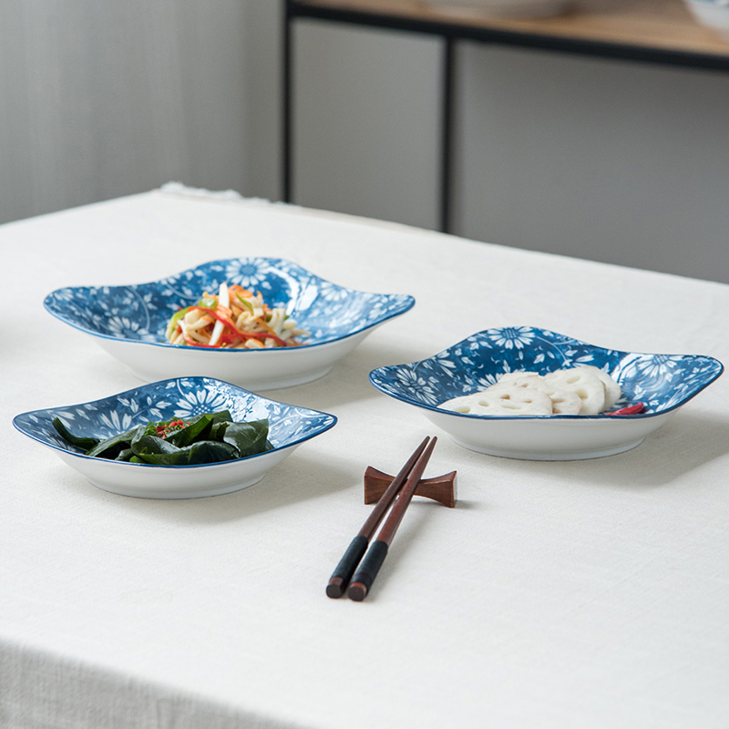 West fu Japanese and wind household large flat ceramic plate soup dish dish soup plate dumpling dish breakfast tray