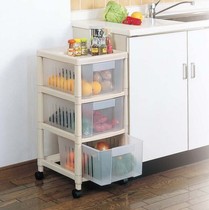 Japan imported FUDOGIKEN combination fruit and vegetable storage rack fruit storage car with 3 boxes 4 wheels