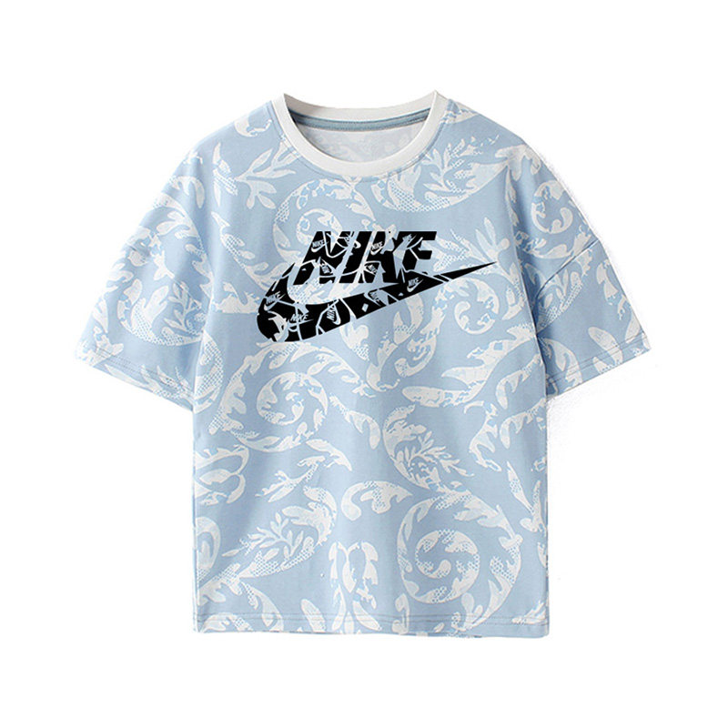 New boy T-shirt short-sleeved cotton summer 2022 half-sleeved full-print tide brand children's loose sports girl's top