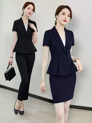 High-end office clothes set female summer short-sleeved teacher bank front desk hotel temperament sample house display center jewelry shop overalls
