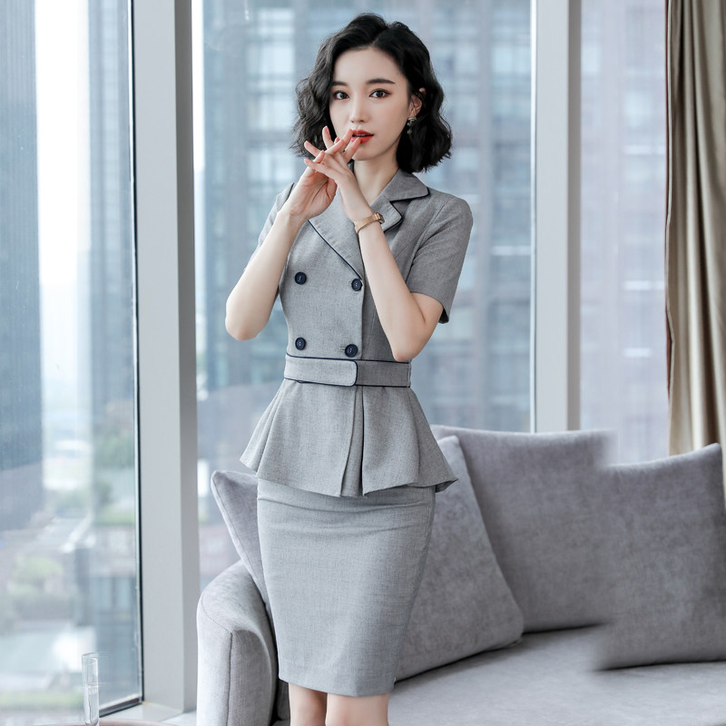 Work clothes suit female name Yuanyuan Xiaoxiang Elegant Suit Temperament Two Sets Dresses Gold Shop Manager Work Clothes 2020 Summer