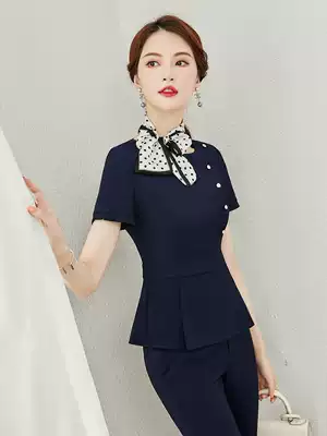 High-end work clothes set women's summer temperament suit skirt front desk light stewardess uniform jewelry store overalls