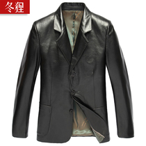 Haining leather leather men 2021 spring and autumn new slim leather suit middle-aged sheepskin thin jacket