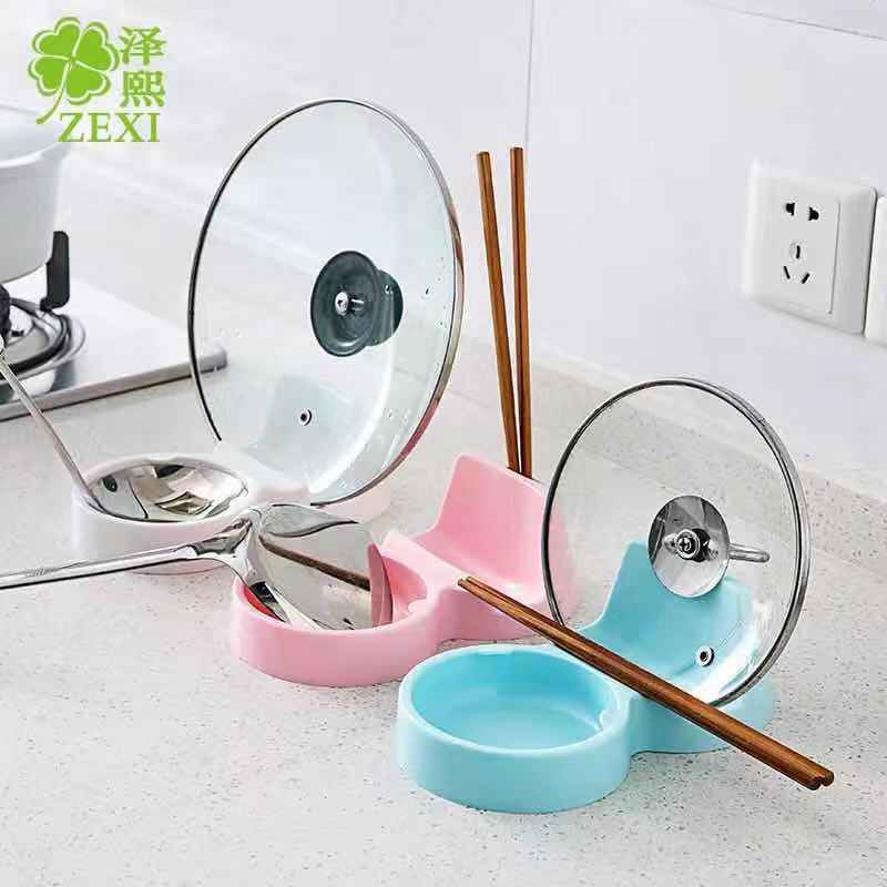 Kitchen utensils pot cover rack sitting pot cover shelf rack household plastic bracket free punching storage layer rack