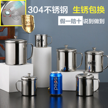 304 stainless steel mouth Cup kindergarten students Childrens small water Cup Cup with handle household iron Cup lettering