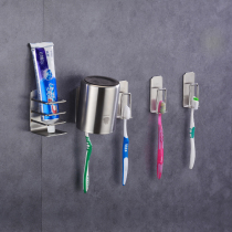 304 stainless steel toothbrush holder free of punch suction wall type wall-mounted rack tooth cup suit electric frame gargling cup