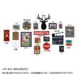 工业风创意免打孔咖啡厅烧烤店大排档复古怀旧墙面装饰照片墙发光