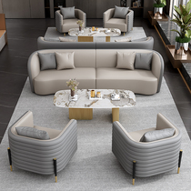 Hotel lobby sofa combination sales office negotiation rest area beauty club reception corner curved reception light luxury