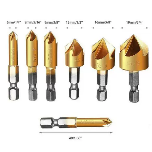7IN1 HSS COUNTINK BIT SET 5 Flute 90 градусов 6-19 мм